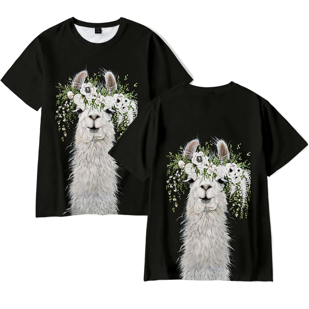 Футболка с принтом Альпака для мужчин и женщин Милая футболка коротким рукавом