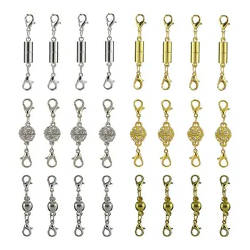 

24Pcs Rhinestone Ball Cuboid Magnetic Lobster Clasps Kit Bracelet Jewelry Making
