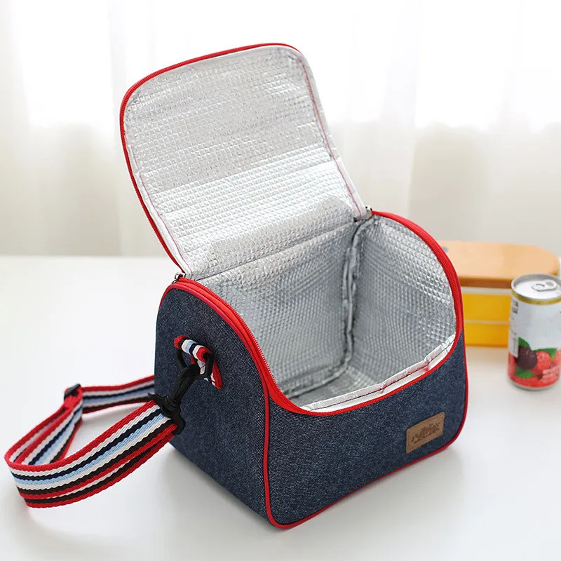 Джинсовая сумка для ланча малыш Bento Box изолированный пакет напиток пикника еда