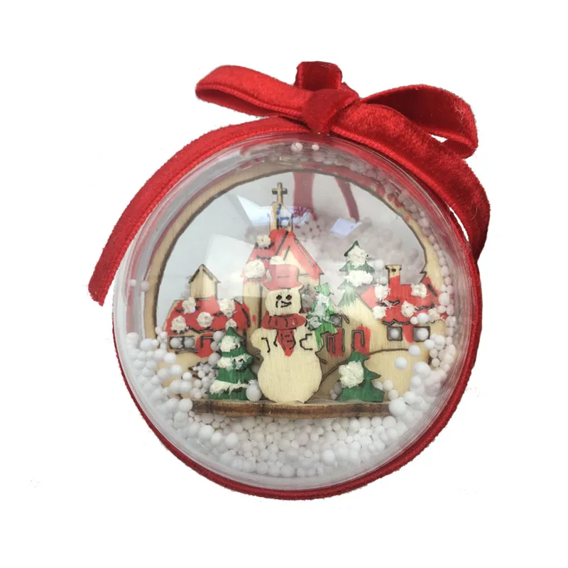 Snowman 1 шт. 6 см прозрачный акриловый Рождественский шар Рождественское украшение для дома Рождественская елка орнамент Дерево Лазерная резьба Снеговик Ангел внутри - Цвет: Snowman
