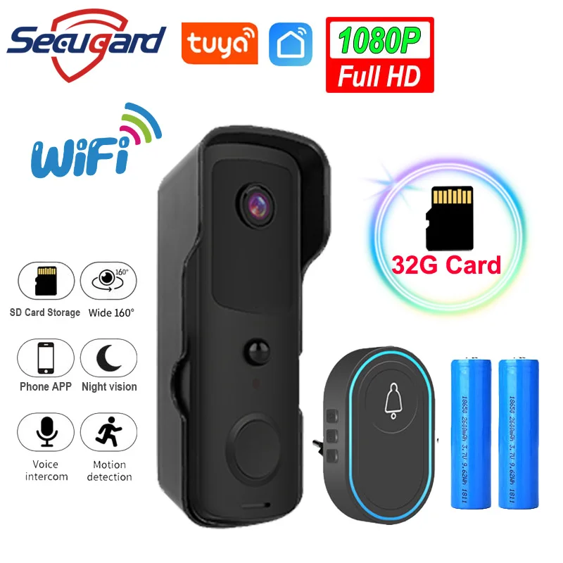 Дверной звонок Tuya уличный водонепроницаемый с поддержкой Wi-Fi и HD-камерой 1080P |