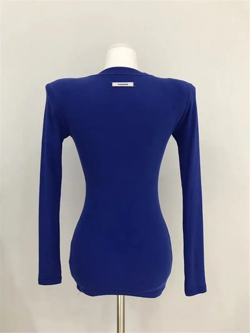 RUGOD O-neck T-shirts Solid Blue Long Sleeve Tops Shirts Women Casual Lady Cotton Tops Basic Tops