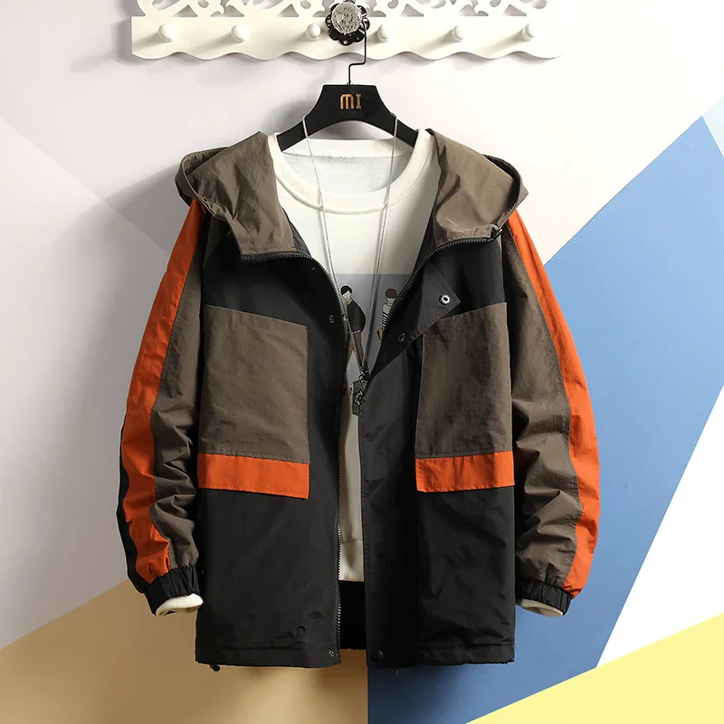 

2019 Autumn New Style Japanese-style Color Wall Hanging Shoot Large Size Contrast Color Coat Men's M-5x Hj1913-p95