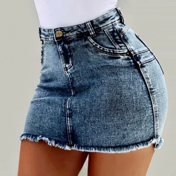 

3XL NEW Women Sexy High Waist Denim Skirts Blue Bodycon Pencil Skirt Female Summer Skirt For Women Blue Black Plus Size