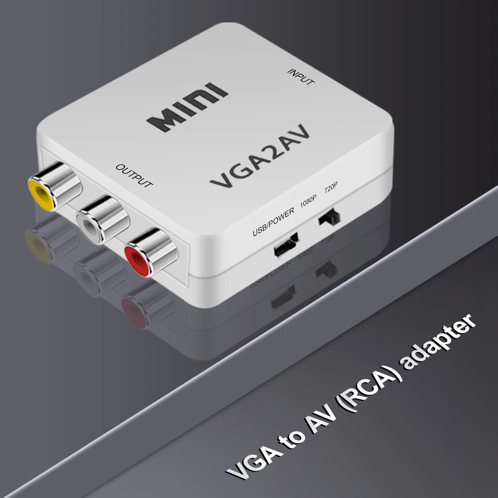 

For PC to TV HD Computer to TV VGA to AV Converter HD Mini VGA to AV RCA Audio Converter VGA2AV/CVBS Adapter with 3.5mm