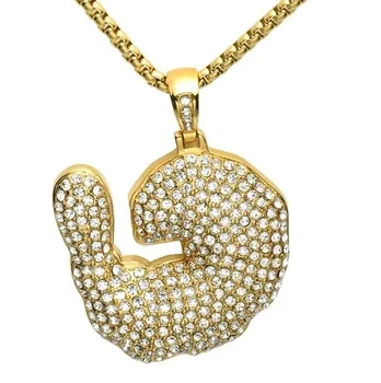 

Full Rhineston Crayfish Shrimp Pendant Necklace Bling Iced Out Stainless Steel Gold Color Necklaces Jewelry
