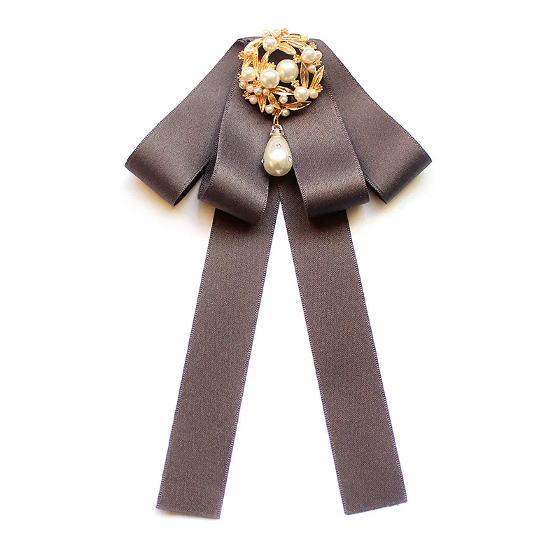 Handmade Bow Tie Для женщин украшения на шею рубашка с воротником бабочка с жемчужиной из бисера сплав Свадебные Бизнес Рождественский галстук-бабочка галстук форма для девочек с бантом из ленты - Цвет: Handmade Bow Tie