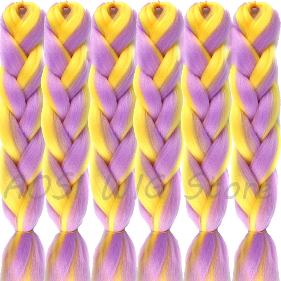 

AOSIWIG Long Braiding Hair 24" Jumbo Braids 100g/piece Synthetic Heat Resistant Crochet Pink Blue Grey Hair Extensions African