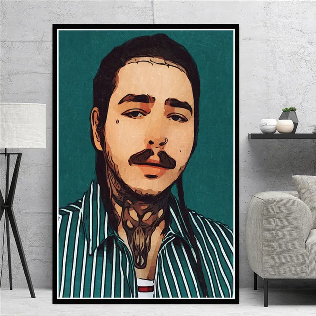 Пост Malone хип-хоп рэпер музыка певица звезда искусство живопись плакат и принты холст настенные картины для гостиной домашний декор - Цвет: M