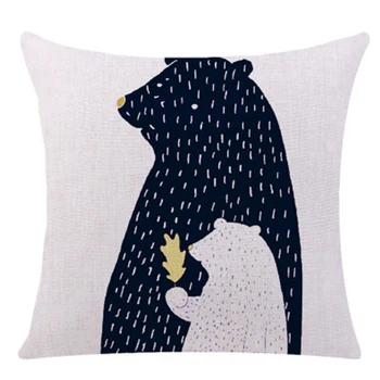 

Custom Black And White Cushion Cover Cartoon Animals Kid Throw Pillow Hand Painted Lion Home Decor Geometric Mountain Kussenhoes