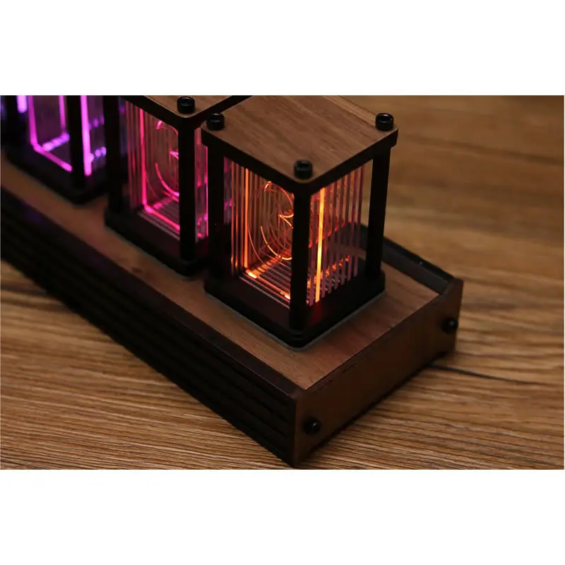 RGB псевдо-свечение трубки часы DIY kit светодиодный Рабочий стол креативное украшение подарок бойфренда черный орех оболочки высокого класса классическая