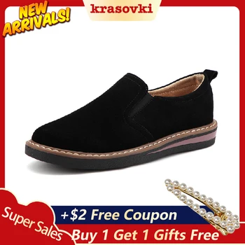 

Krasovki Single Shoes Dropshipping Suede Flat with Spring Autumn Frosted Leather Lace Small Leather Shoes Low Flat Oxford Shoes