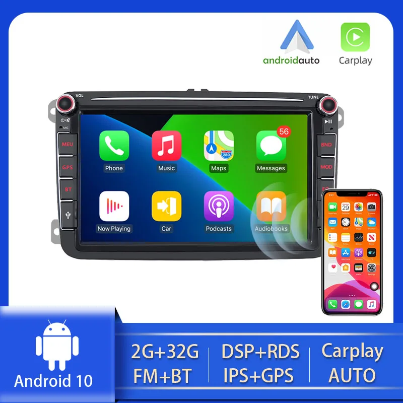 Автомагнитола PEERCE 2 Din Apple Carplay автомагнитола на Android для Volkswagen VW Passat B6 Touran GOLF POLO |