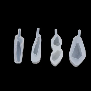 

4 Pieces / Set Of Silicone Jewelry Mold Geometric Mosaic Different Shapes Convex Round DIY Necklace Earrings Epoxy Resin Mold