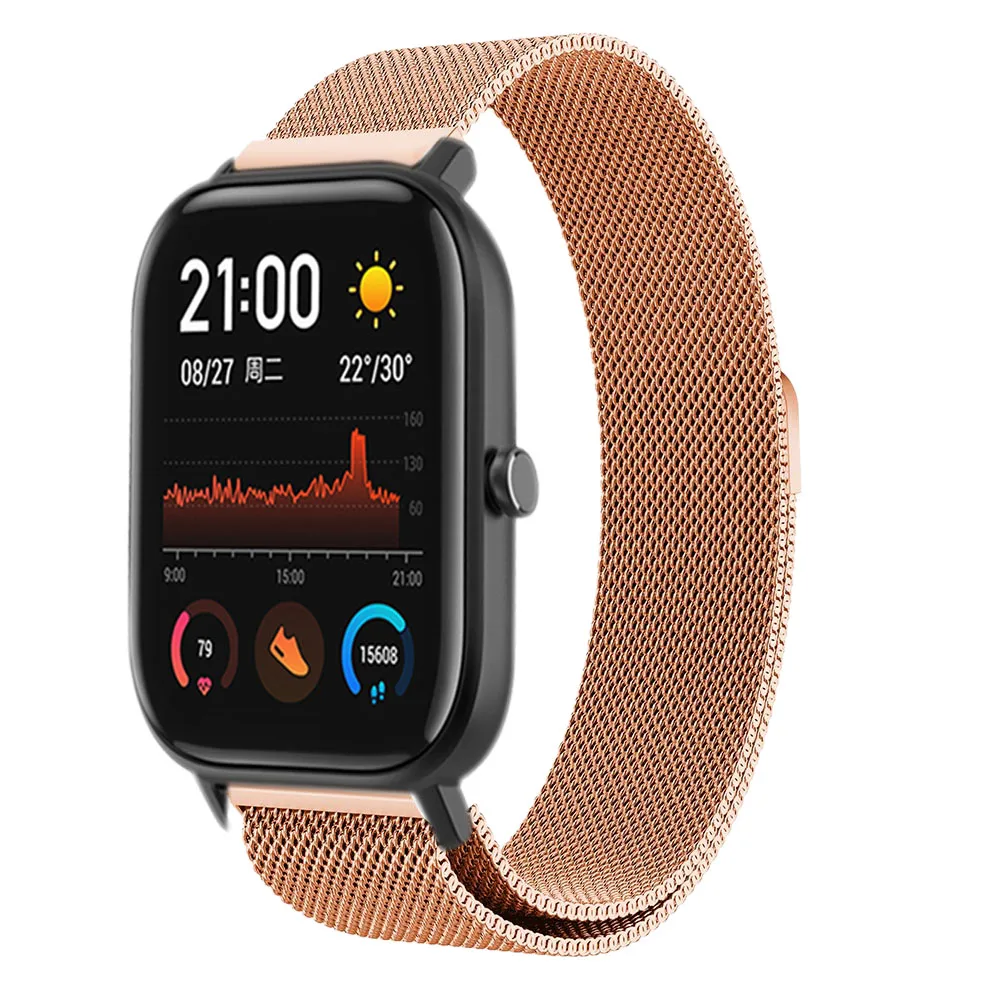 20 мм металлический ремешок-браслет для Xiaomi Huami Amazfit GTS Смарт-часы ремешок из нержавеющей стали сменный ремешок для Amazfit Bip Youth