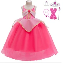 AzmBarley/костюм Авроры для девочек; платье принцессы; сетчатые Бальные платья; детское платье-пачка на Рождество, день рождения, вечеринку; маскарадный костюм для малышей