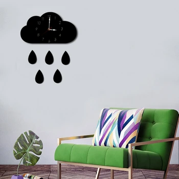 

Nordic Home Wall Clock Acrylic Surface Wooden Clock With Raindrops Silent Movement Needle Display Decorations ZB