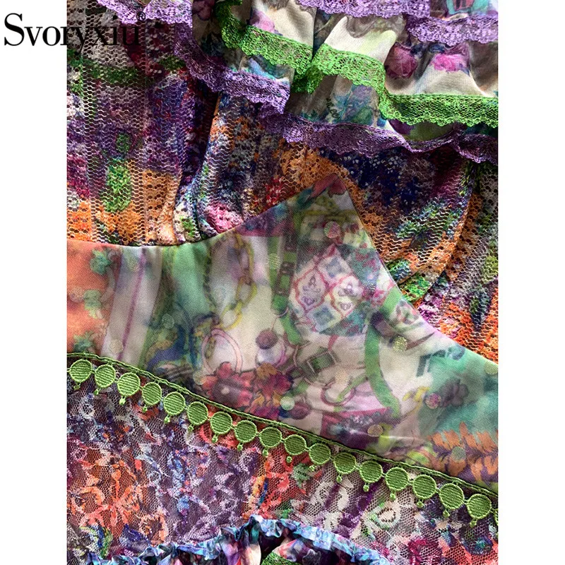 Svoryxiu Designer Fashion Autumn Party Lace Print