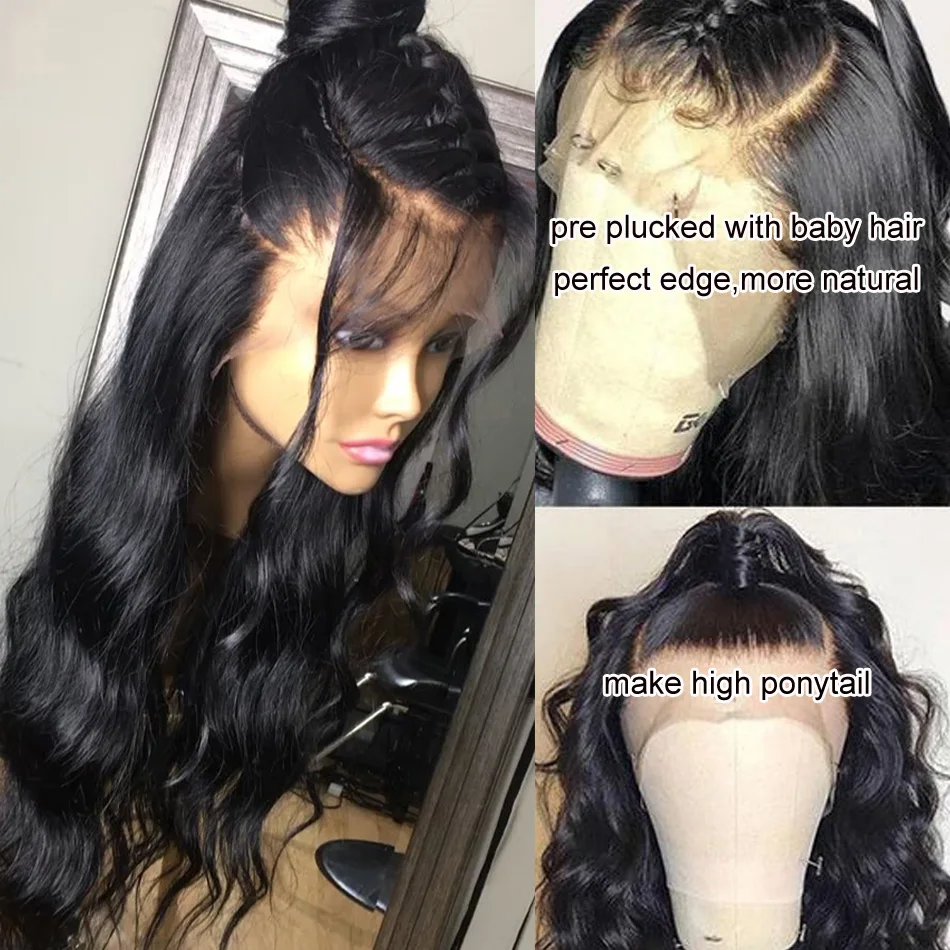 Body-Wave-Wig-13x4-Lace-Front-Human-Hair-Wig-Pre-Plucked-GEM-Peruvian-Remy-Human-Hair
