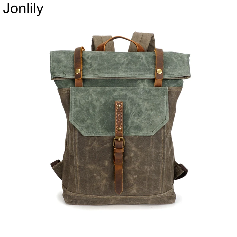 

Jonlily Unisex Vintage Backpack Fashion High Capicity City Daybag Canvas Travel Laptop Backpack Teens Casual School Bag -KG379