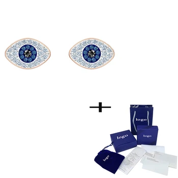 

SWA New Fashion All-match Earrings, Shiny Charming Blue Crystal Female Hollow Jewelry Wedding Romantic Gift Unique Retro
