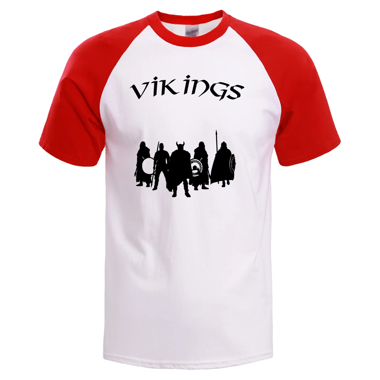Odin Vikings, реглан, Мужская футболка, летняя, сыновья, анархия, футболка, мужская, короткий рукав, хлопок, рубашки, топы, футболки, спортивная одежда, Athelstan, футболки - Цвет: Red White 1