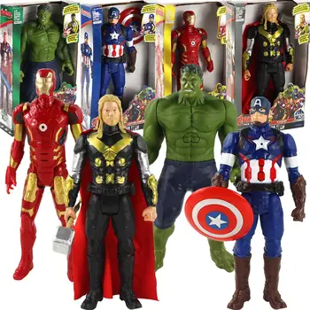

29-30cm Marvel Avengers Infinity War Iron Man Captain America Hulk Thor with LED Light PVC Superhero Model Figure Toys Doll