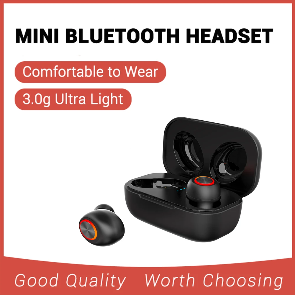 

Bluetooth Earphone Wireless Headphones Earbuds 3D Stereo Waterproof Headset With Magnet Design Charging Box &Button Control E6