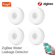 Sensor de fugas de agua Tuya Zigbee, Detector inteligente de fugas, alarma de inundación, compatible con Zigbee Gateway, Tuya Smart Life, 1/4 piezas, nuevo