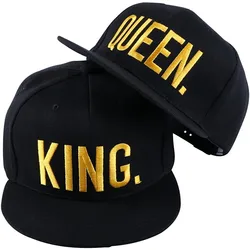 New 2022 King and Queen 3D Embroidered Baseball Hats Couples Snapback Caps Hip Hop Style Flat Bill Hats Adjustable Size