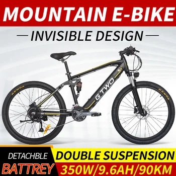 26/27.5/28 Inch 48V Mountain EBike 350W/500W Brushless Motor Double Suspensons 9.6Ah Removeable Lithium Battery 1