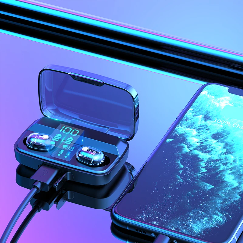 Tws-наушники с 3 светодиодами и поддержкой Bluetooth 1800 мА · ч | Электроника