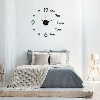 

3D DIY Wall Clock Acrylic Mirror Sticker Digital Clock Bedroom Home Decor