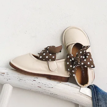 

New Spring Children Toddler Girls Leather Shoe Bow-knot Dot Black School Shoes For Girls Kids Princess Uniform Shoes Dance Shoe