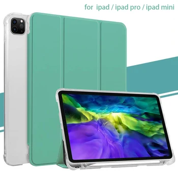 

With Pencil Holder Case for Ipad Pro 11 2020/pro 10.5/air 1 2 3/mini 4 5 Folding Silicon Cover for Ipad 9.7/10.2 2018
