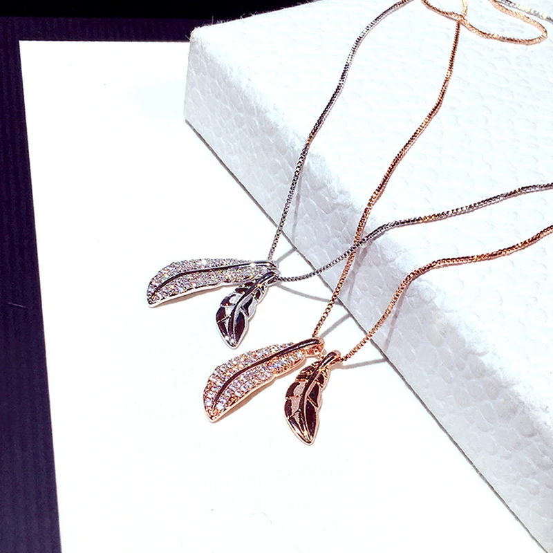 Ins Hot Sale Dazzling Shining CZ Leaves Earrings for Women Simple Temperament Feminia Choker Dainty Clavicle Collar Accessories