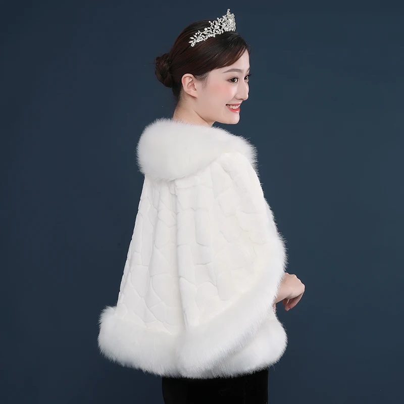 Ivory White Новинка, женское болеро, свадебное пальто, накидка из искусственного меха, свадебная накидка, свадебная шаль, меховая накидка, зимняя, цвета слоновой кости, белая, короткая, свадебная накидка - Цвет: Ivory White