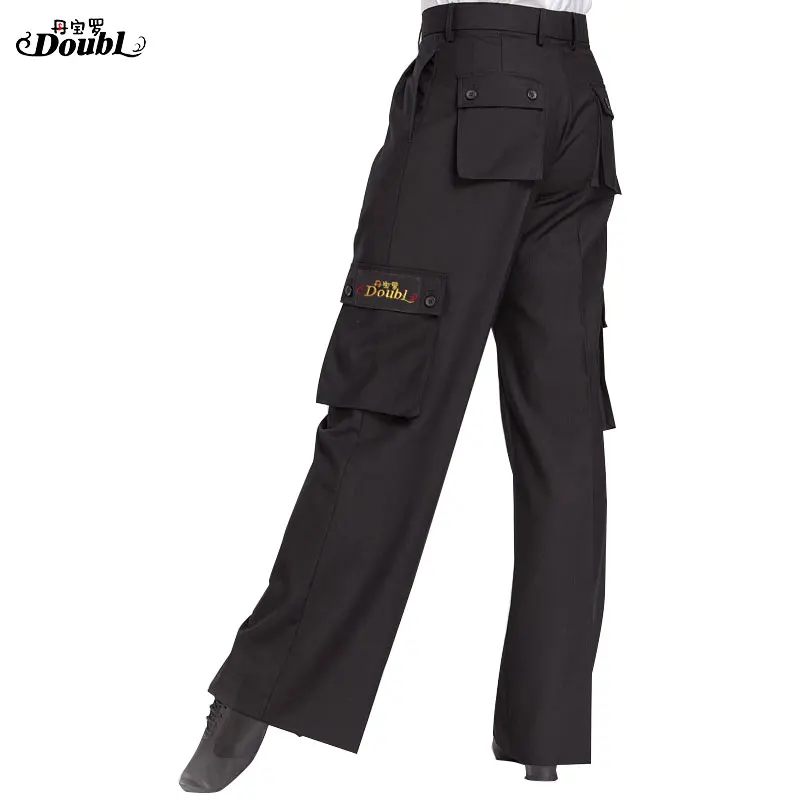 Thin with 6 pockets Doul бренд латинский современный стандарт модные элегантные брюки карго с 6 карманами взрослые танцевальные мужские бальные брюки черные - Цвет: Thin with 6 pockets