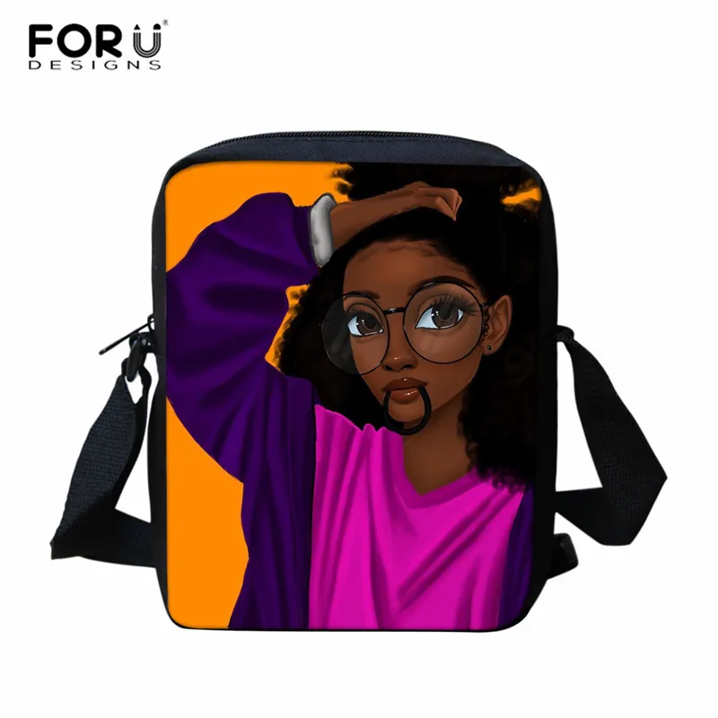 FORUDESIGNS Cross сумка для девочек африканская темнокожая девушка печать детская сумка-почтальон мини афро леди женская маленькая через плечо сумки Bolso - Цвет: Z5103E