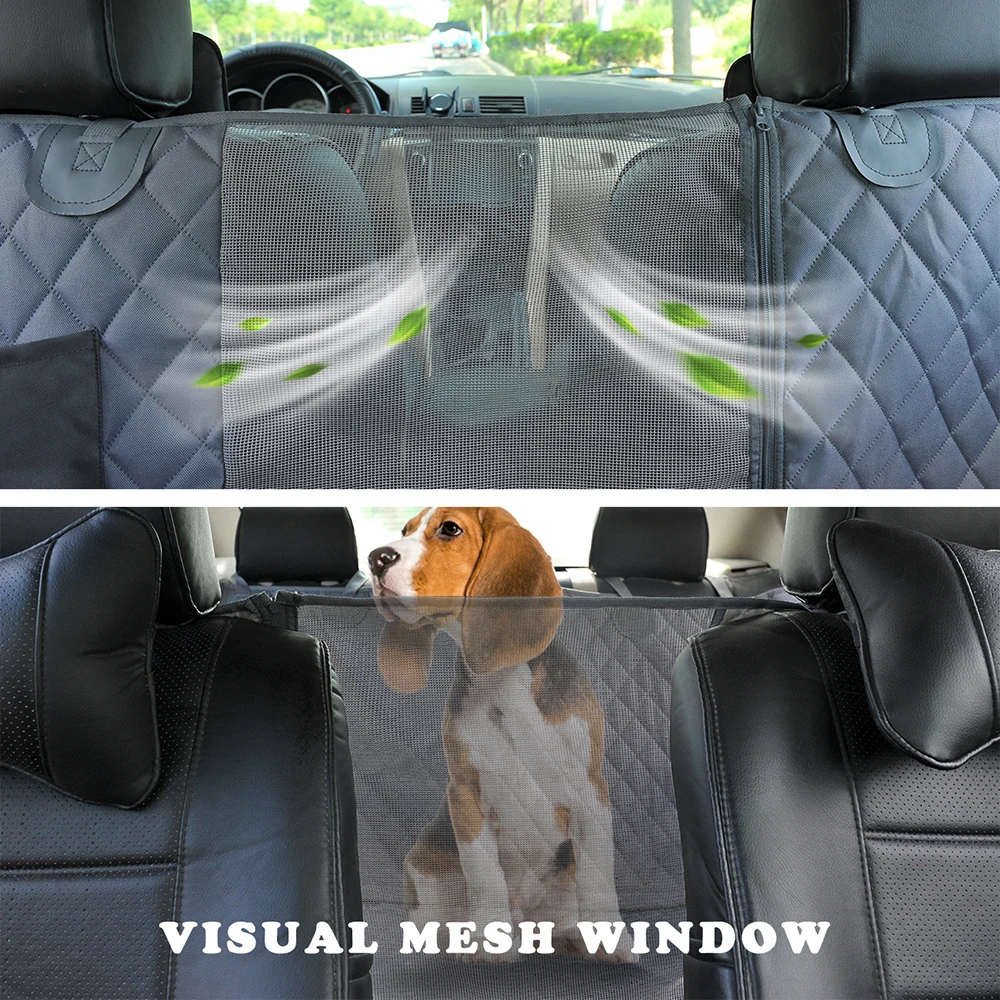 Dog Car Seat Cover 100% Waterproof Pet Dog Travel Mat Mesh Carrier Car Hammock Cushion Protector With Zipper and Pocket