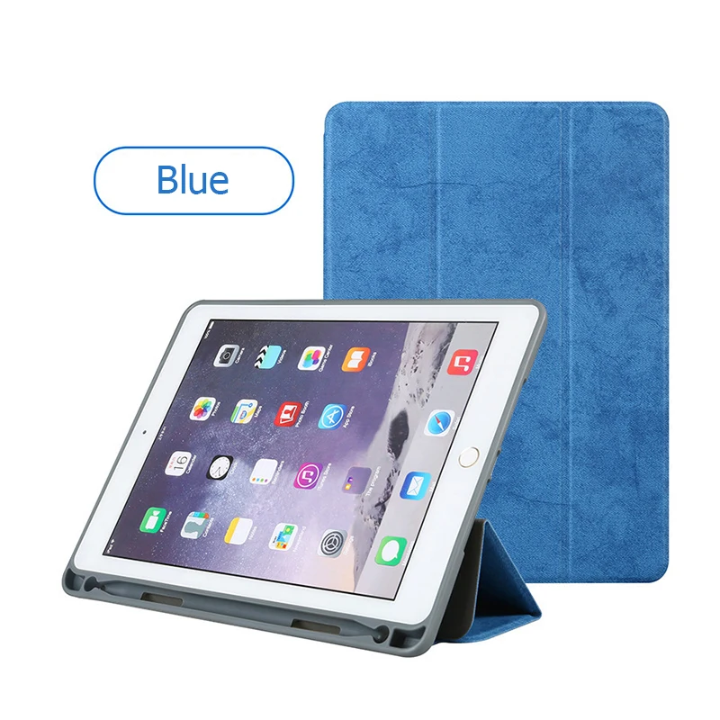 Чехол из искусственной кожи для iPad 7th Gen 10,2 дюймов A2197 планшет с карандашом Держатель подставка чехол Авто Режим сна/Пробуждение ТПУ Защита HY003 - Цвет: Blue