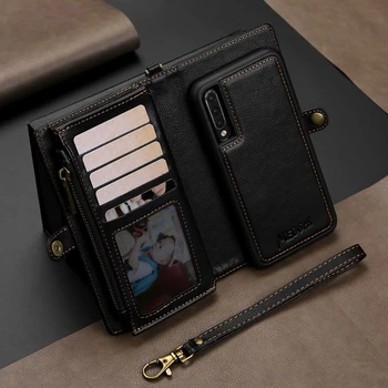 

LCHULLE Wallet Leather Phone Case for Samsung S9 S10 Plus 5G A40 A50 A70 Card Slots Pockets Flip Stand with Lanyard Phone Cover