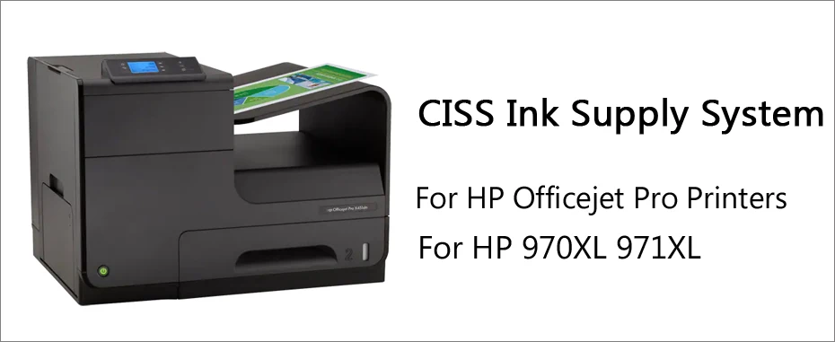Sistema de Fornecimento de Tinta Contínua para hp 971xl com Chips Arc para hp Officejet X551 X57w X476dw X476dn 970xl Pro X451dn X451dw 1 hp 970xl 971xl, com chips arc, para
