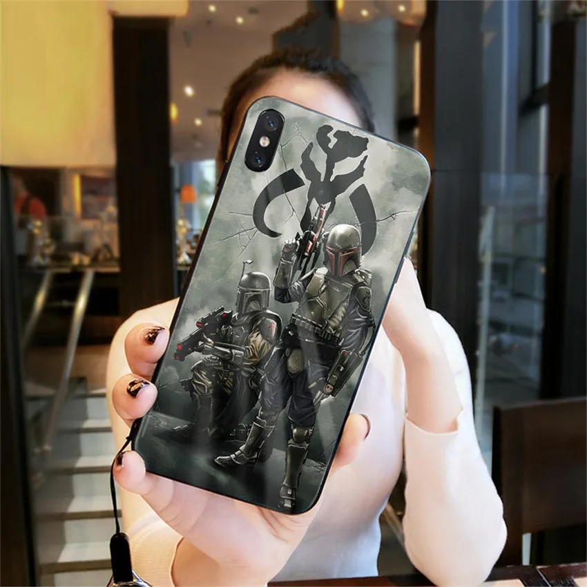 Милый мандалорский ребенок йода чехол для телефона для iPhone 11 pro X XR XS Max 8 7 6s Plus для samsung s8 s9 закаленное стекло черный чехол