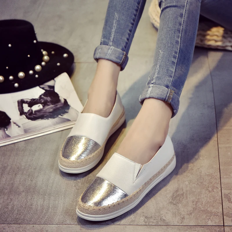 

Women Flats Shoes Loafers Shallow Slip On 2019 Summer Autumn Fashion Round Toe Platform Sweet Flat Casual Comfortable