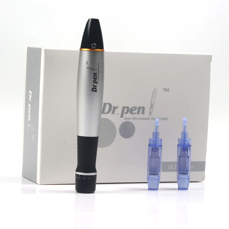 1 Набор проводной серебряный цвет Dr ручка A1-C инструмент микро-иглы BB свечение набор авто Дерма ручка микроиглы Дерма ручка