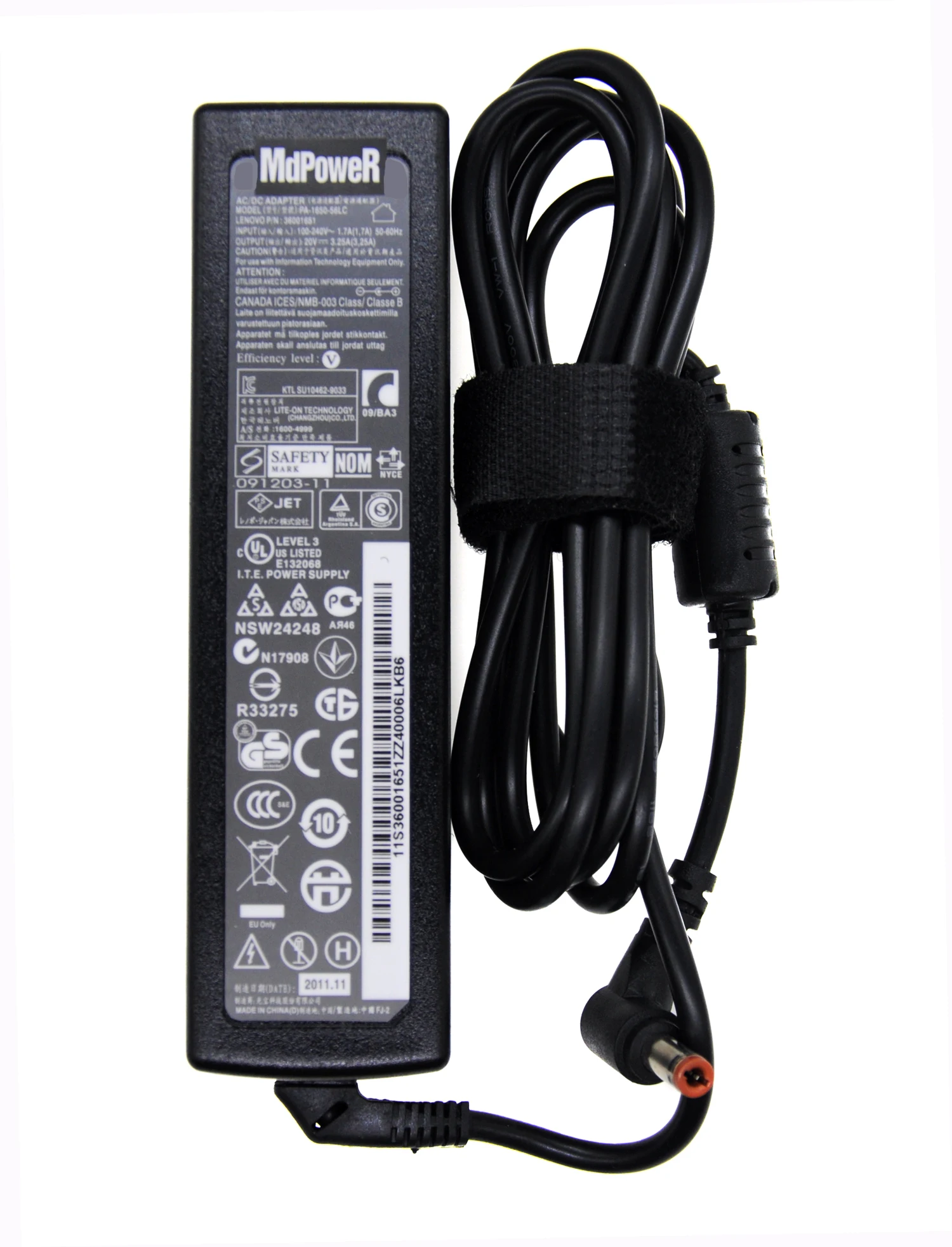 Chargeur/adaptateur 20,0V 3,25A avec connecteur 11 x 4 + Broche pour LENOVO