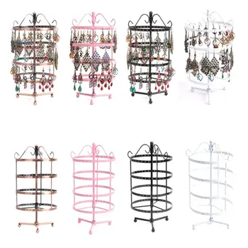 

144 Holes Metal Jewelry Rack Rotary Design Necklace Bracelet Earrings Holder Jewelry Display Srorage Racks Jewelry Organizer