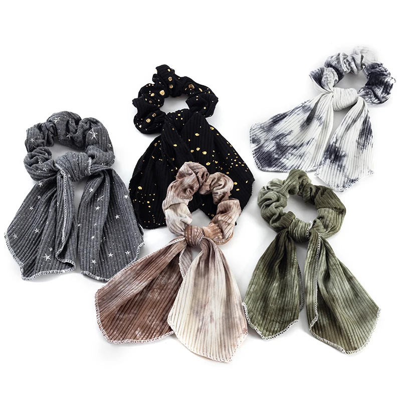 

Эластичная повязка для волос Geebro в полоску с бантом, женские резинки для волос, повязки для волос, повязка на голову для конского хвоста, аксессуары для волос со звездами