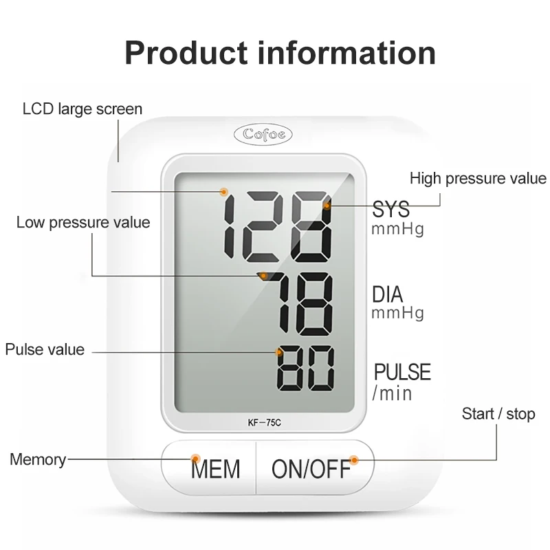 cofoe English Voice Wrist Blood Pressure monitor Automatic Digital Cuff Wrist Sphygmomanometer Portable LCD Digital Household